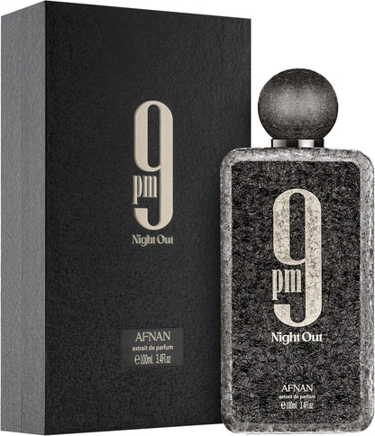 Afnan 9 PM Night Out Unisex Extrait de Parfum, 3.4 Fl. Oz